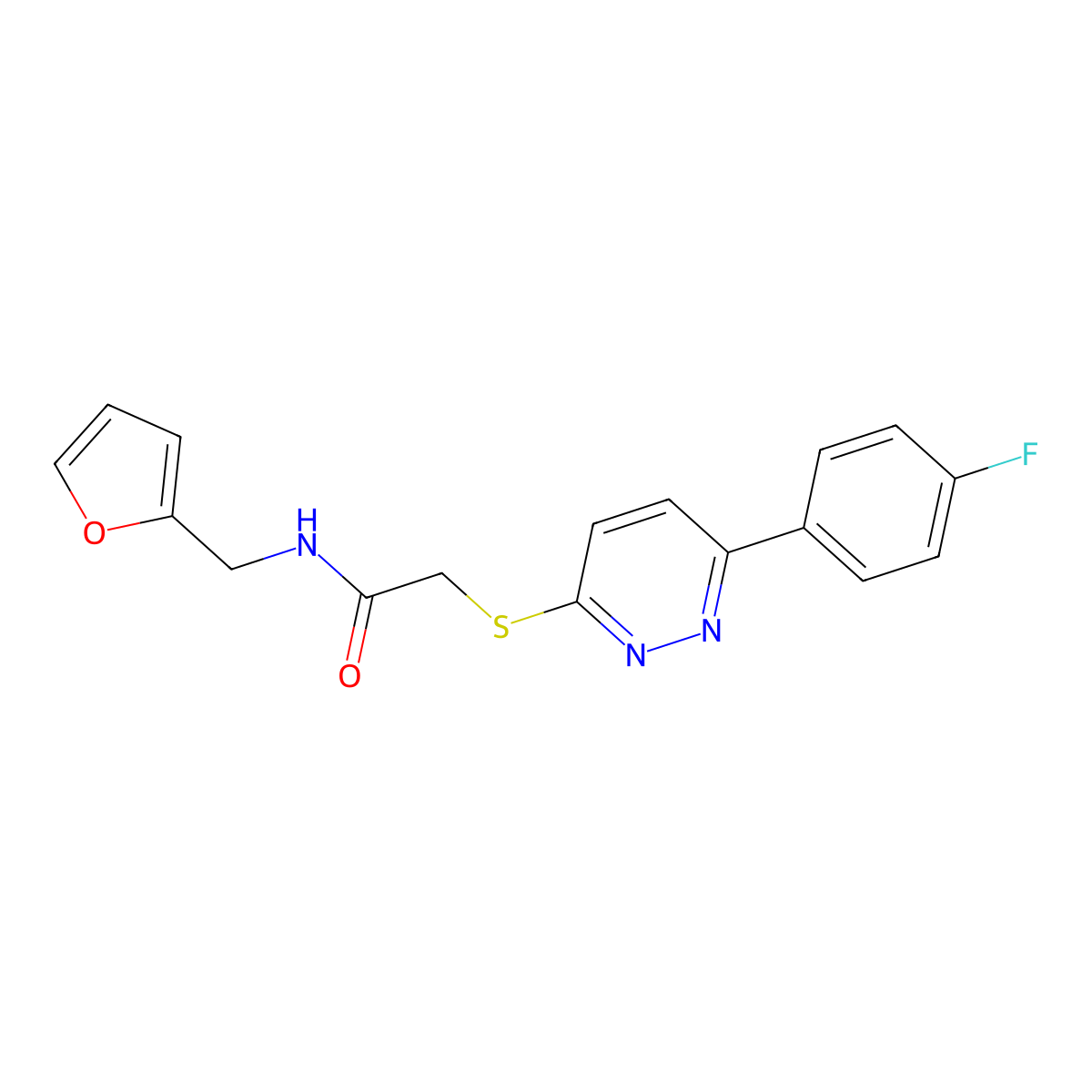 2-[6-(4-Fluoro-phenyl)-pyridazin-3-ylsulfanyl]-N-furan-2-ylmethyl-acetamide molecular structure, CAS 626222-94-4