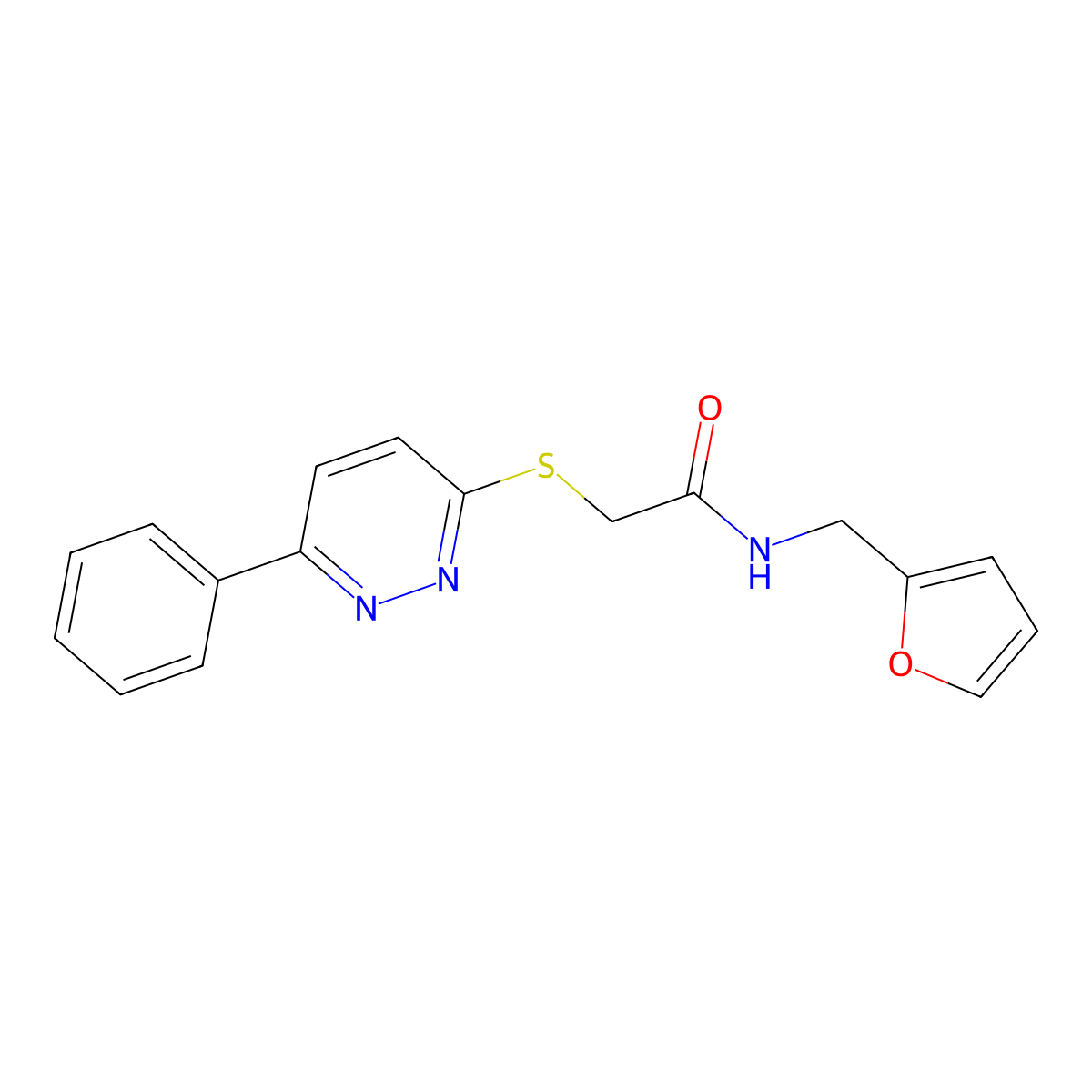 N-(furan-2-ylmethyl)-2-((6-phenylpyridazin-3-yl)thio)acetamide molecular structure, CAS 626222-97-7