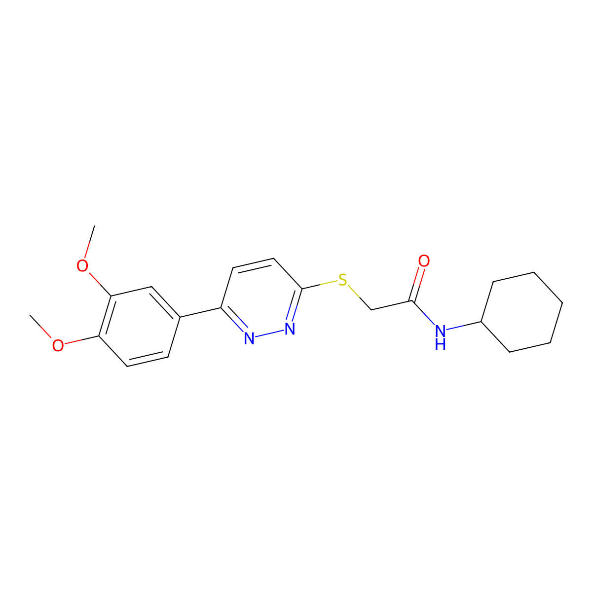 N-Cyclohexyl-2-[6-(3,4-dimethoxy-phenyl)-pyridazin-3-ylsulfanyl]-acetamide molecular structure, CAS 626223-09-4