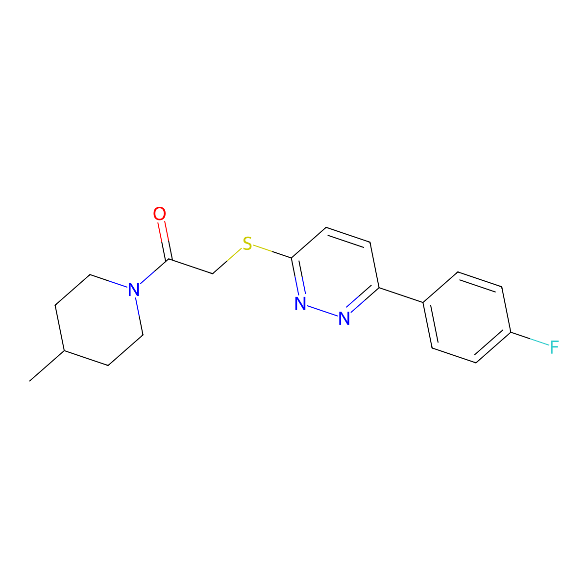 2-[6-(4-Fluorophenyl)pyridazin-3-yl]sulfanyl-1-(4-methylpiperidin-1-yl)ethanone molecular structure, CAS 626223-15-2
