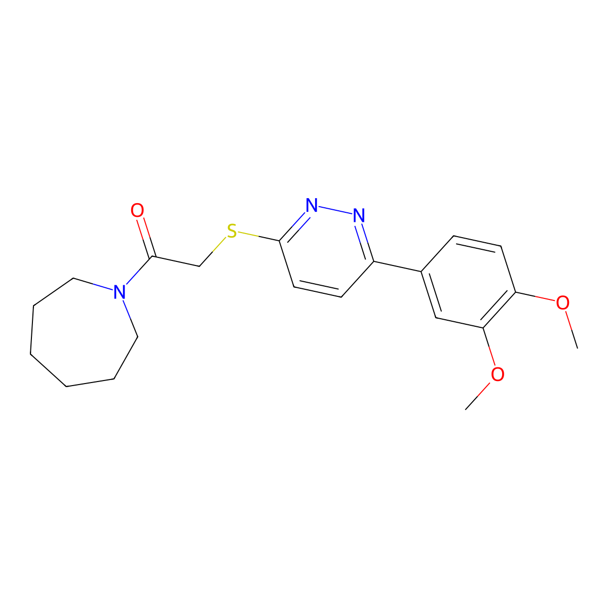 1-(Azepan-1-yl)-2-[6-(3,4-dimethoxyphenyl)pyridazin-3-yl]sulfanylethanone molecular structure, CAS 626223-43-6