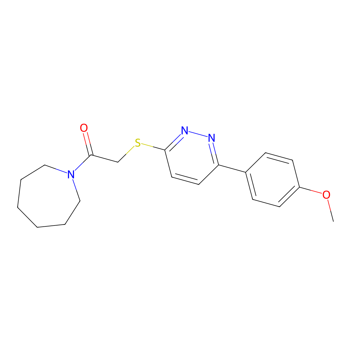 1-(Azepan-1-yl)-2-((6-(4-methoxyphenyl)pyridazin-3-yl)thio)ethanone molecular structure, CAS 626223-46-9