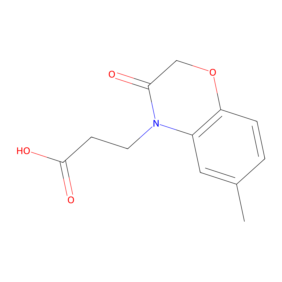 3-(6-Methyl-3-oxo-1,4-benzoxazin-4-yl)propanoic acid molecular structure, CAS 626223-55-0