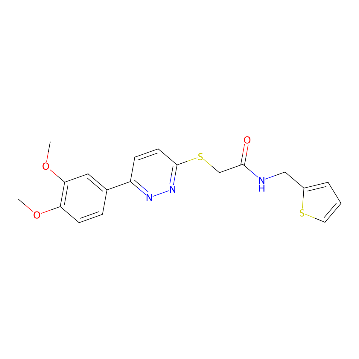2-[6-(3,4-dimethoxyphenyl)pyridazin-3-yl]sulfanyl-N-(thiophen-2-ylmethyl)acetamide molecular structure, CAS 626223-56-1