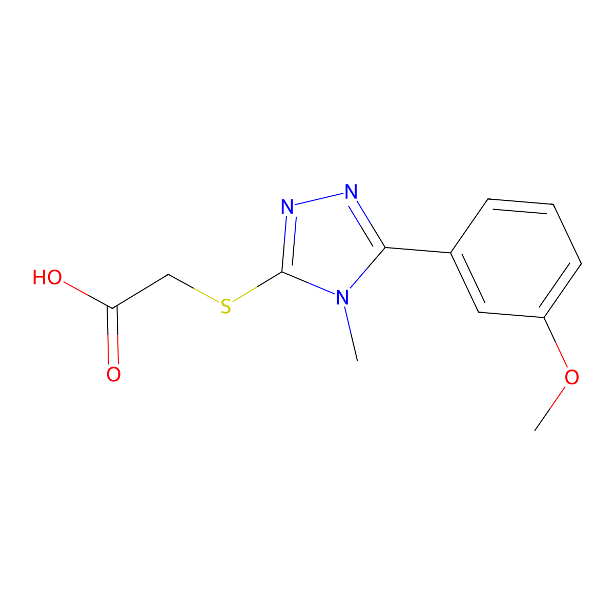 2-[[5-(3-Methoxyphenyl)-4-methyl-1,2,4-triazol-3-yl]sulfanyl]acetic acid molecular structure, CAS 626223-76-5