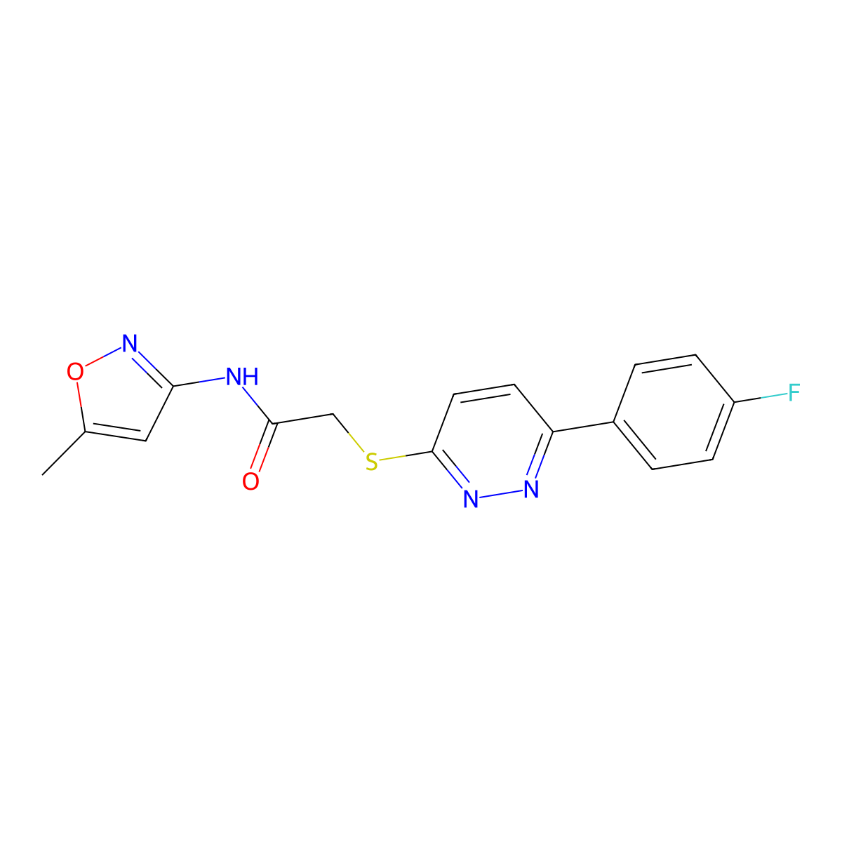 2-[6-(4-fluorophenyl)pyridazin-3-yl]sulfanyl-N-(5-methyl-1,2-oxazol-3-yl)acetamide molecular structure, CAS 626224-16-6