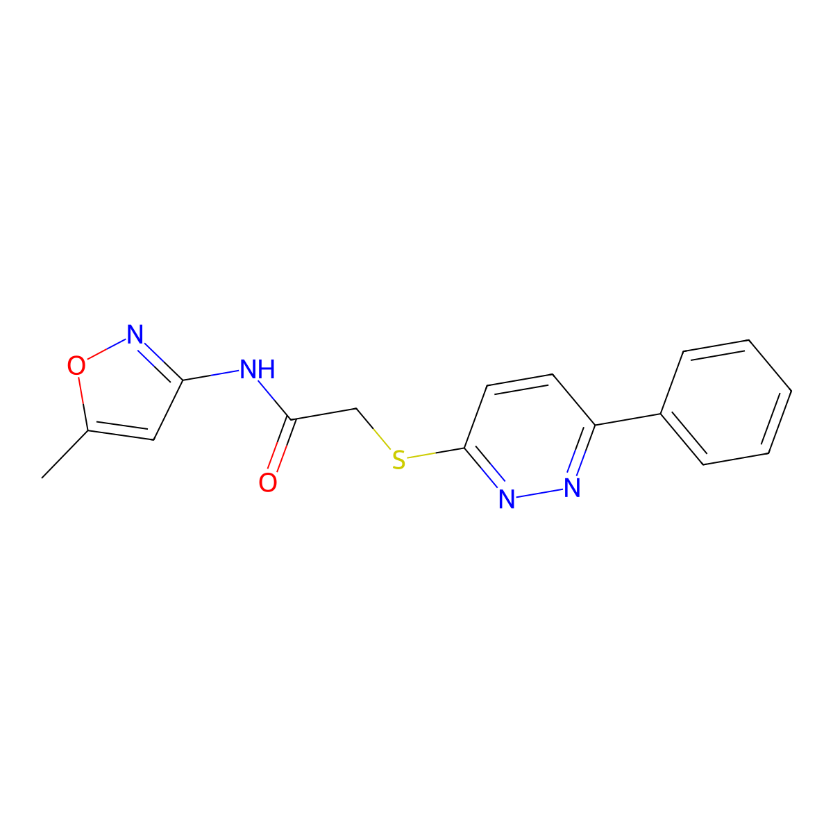N-(5-methylisoxazol-3-yl)-2-((6-phenylpyridazin-3-yl)thio)acetamide molecular structure, CAS 626224-18-8