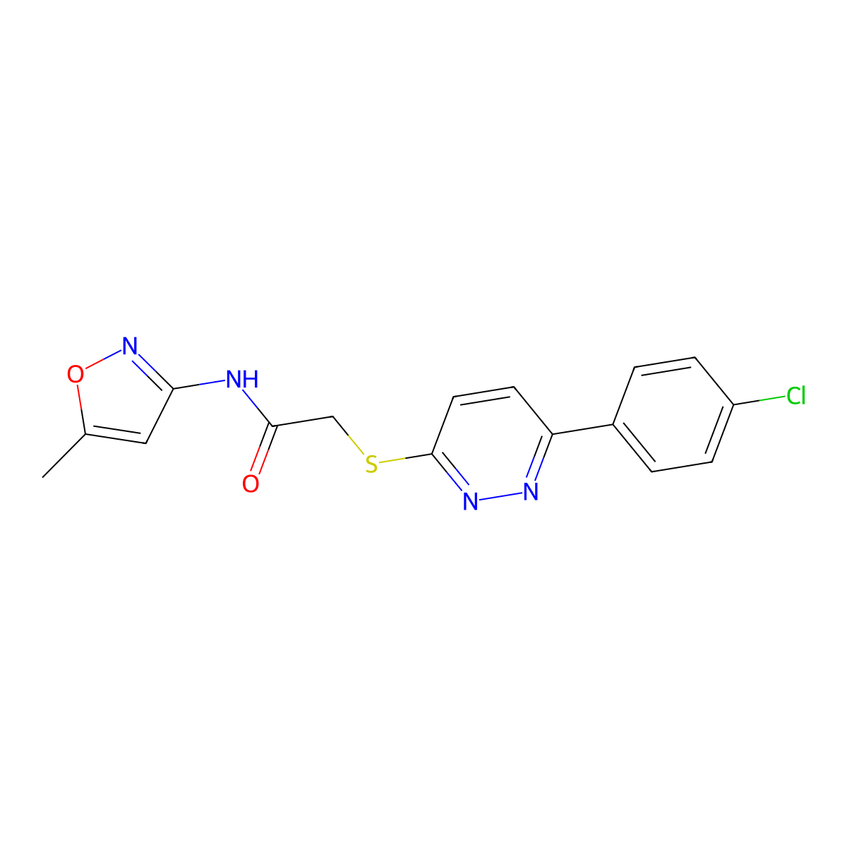 2-((6-(4-chlorophenyl)pyridazin-3-yl)thio)-N-(5-methylisoxazol-3-yl)acetamide molecular structure, CAS 626224-22-4