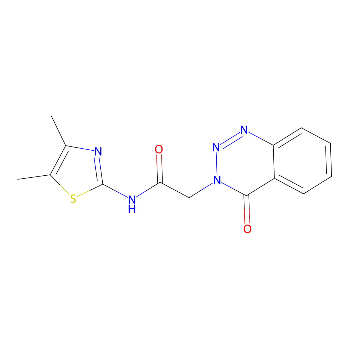 N-[(2E)-4,5-dimethyl-1,3-thiazol-2(3H)-ylidene]-2-(4-oxo-1,2,3-benzotriazin-3(4H)-yl)acetamide molecular structure, CAS 626224-33-7