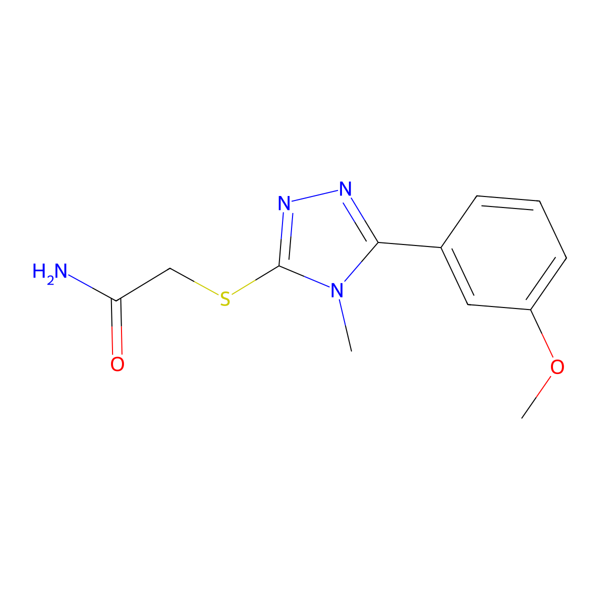 2-[[5-(3-Methoxyphenyl)-4-methyl-1,2,4-triazol-3-yl]sulfanyl]acetamide molecular structure, CAS 626225-47-6