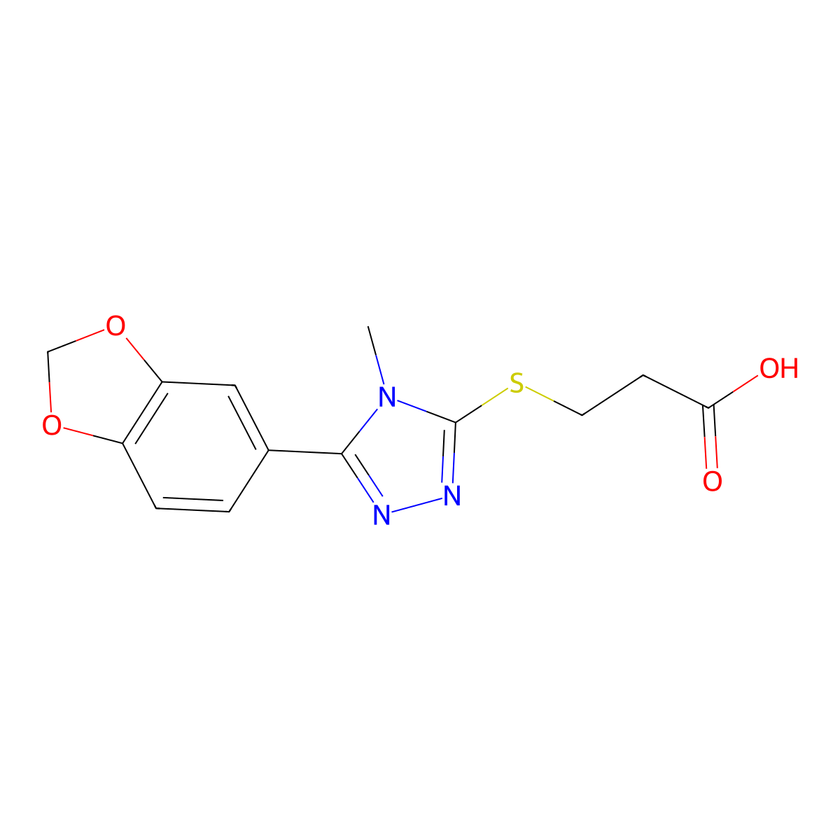 3-{[5-(1,3-benzodioxol-5-yl)-4-methyl-4H-1,2,4-triazol-3-yl]sulfanyl}propanoic acid molecular structure, CAS 626225-97-6