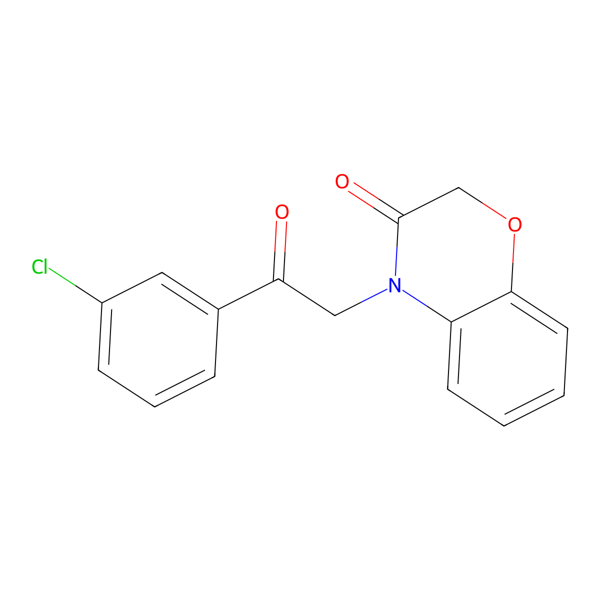 4-[2-(3-chlorophenyl)-2-oxoethyl]-3,4-dihydro-2H-1,4-benzoxazin-3-one molecular structure, CAS 626226-02-6