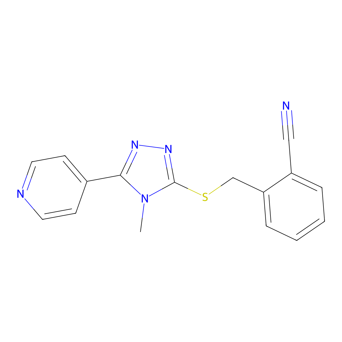 2-[(4-Methyl-5-pyridin-4-yl-1,2,4-triazol-3-yl)sulfanylmethyl]benzonitrile molecular structure, CAS 626226-08-2