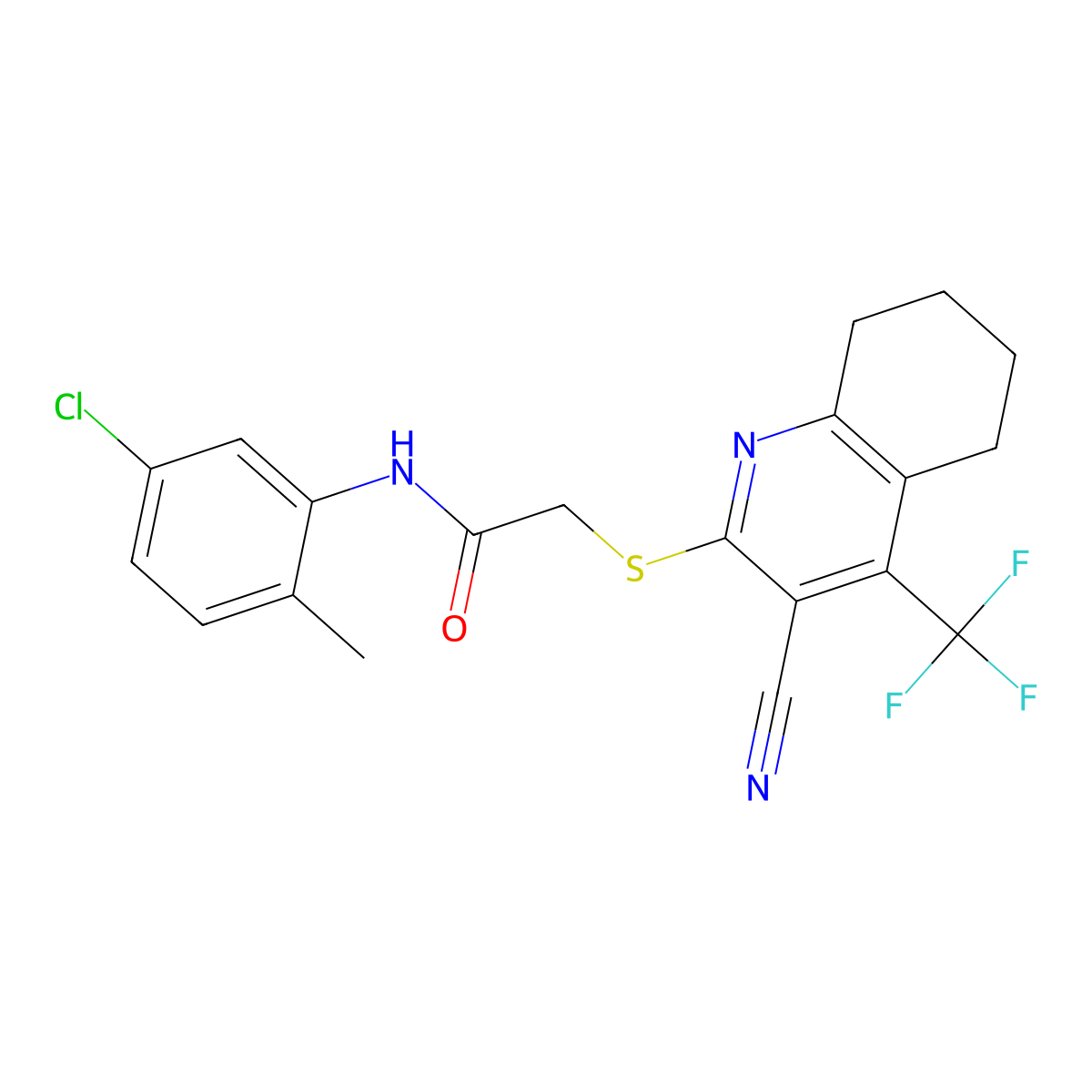 N-(5-chloro-2-methylphenyl)-2-[[3-cyano-4-(trifluoromethyl)-5,6,7,8-tetrahydroquinolin-2-yl]sulfanyl]acetamide molecular structure, CAS 626227-77-8
