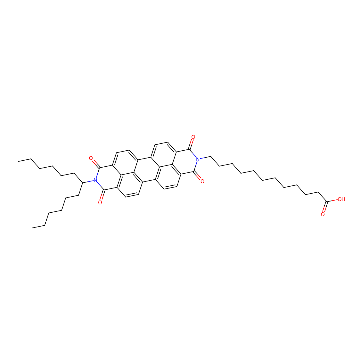 12-(1,3,8,10-Tetraoxo-9-(tridecan-7-yl)-9,10-dihydroanthra[2,1,9-def:6,5,10-d'e'f']diisoquinolin-2(1H,3H,8H)-yl)dodecanoic acid molecular structure, CAS 626231-72-9