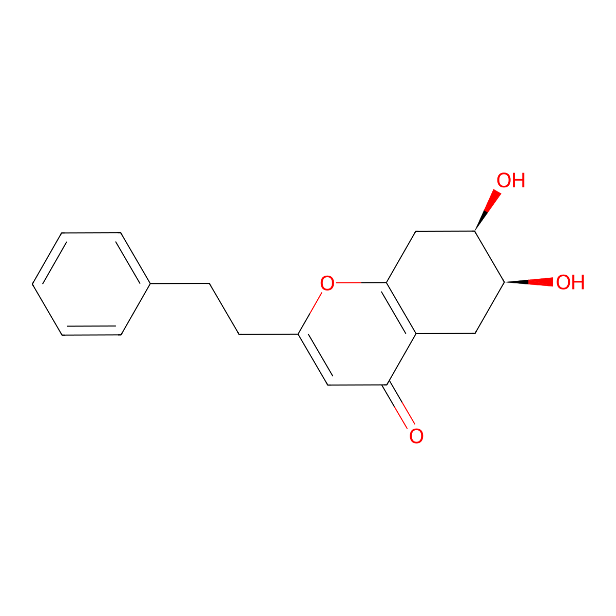 6,7-Dihydroxy-2-(2-phenylethyl)-5,6,7,8-tetrahydrochromone molecular structure, CAS 626236-07-5