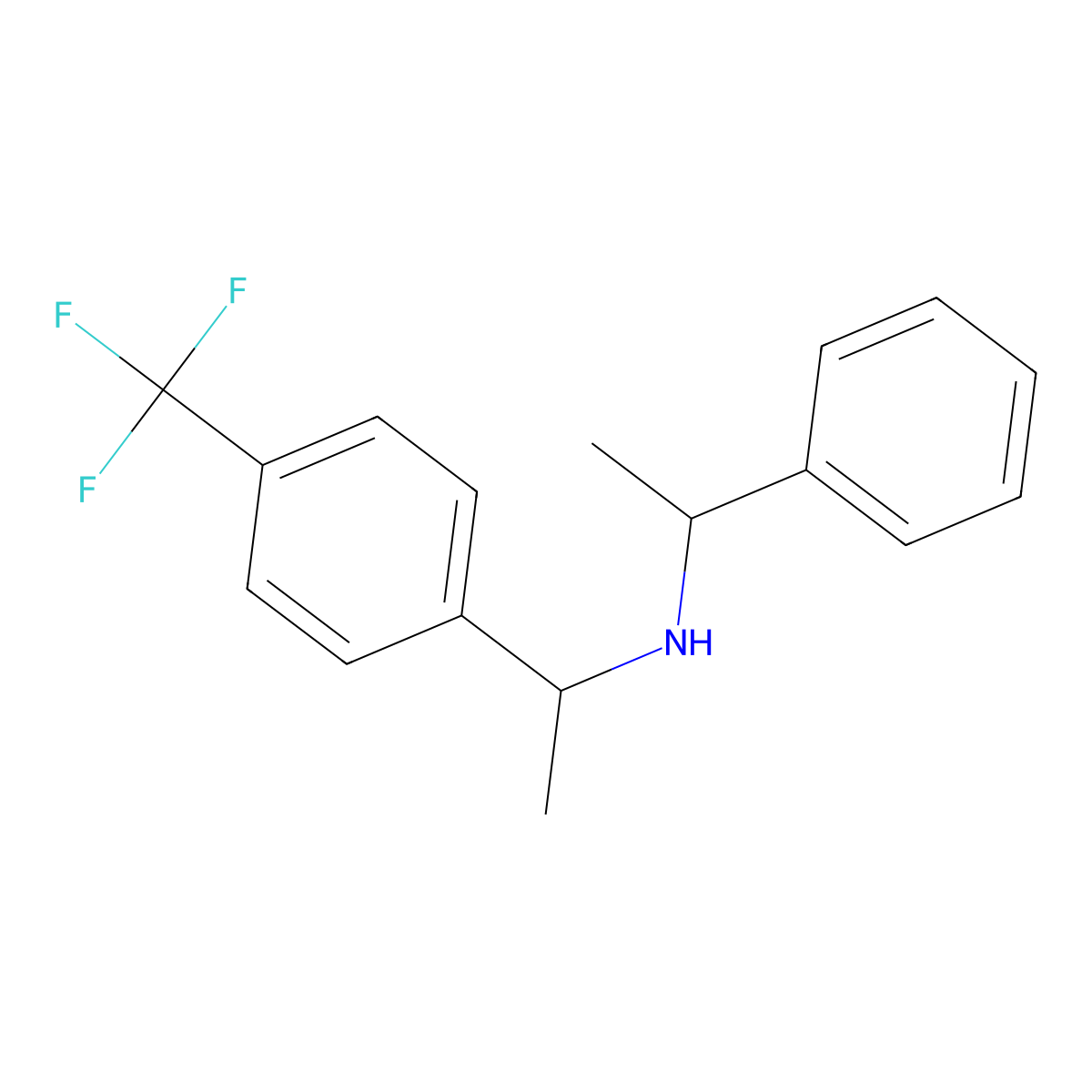 Benzenemethanamine, alpha-methyl-N-[(1R)-1-phenylethyl]-4-(trifluoromethyl)-, (alphaR)- molecular structure, CAS 626244-12-0