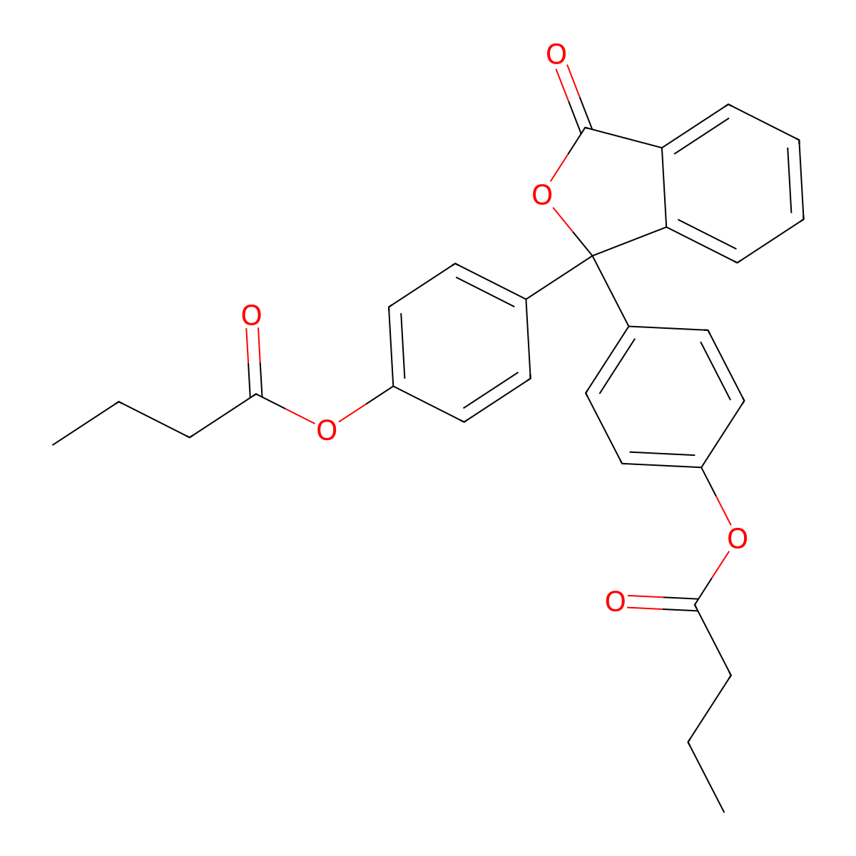 Butanoic acid, 1,1'-((3-oxo-1(3H)-isobenzofuranylidene)di-4,1-phenylene) ester molecular structure, CAS 62625-15-4