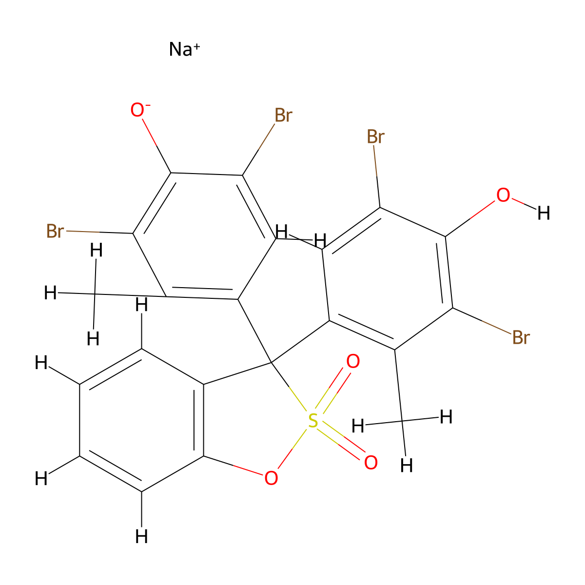 Phenol, 4,4'-(2,2-dioxido-3H-1,2-benzoxathiol-3-ylidene)bis[2,6-dibromo-3-methyl-, sodium salt (1:1) molecular structure, CAS 62625-32-5