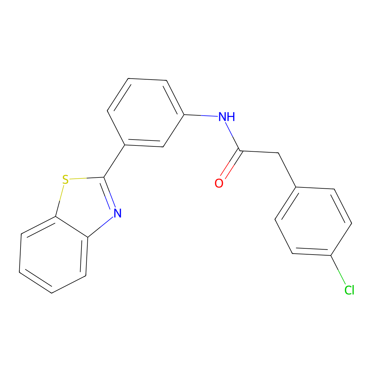 N-[3-(1,3-benzothiazol-2-yl)phenyl]-2-(4-chlorophenyl)acetamide molecular structure, CAS 6263-45-2