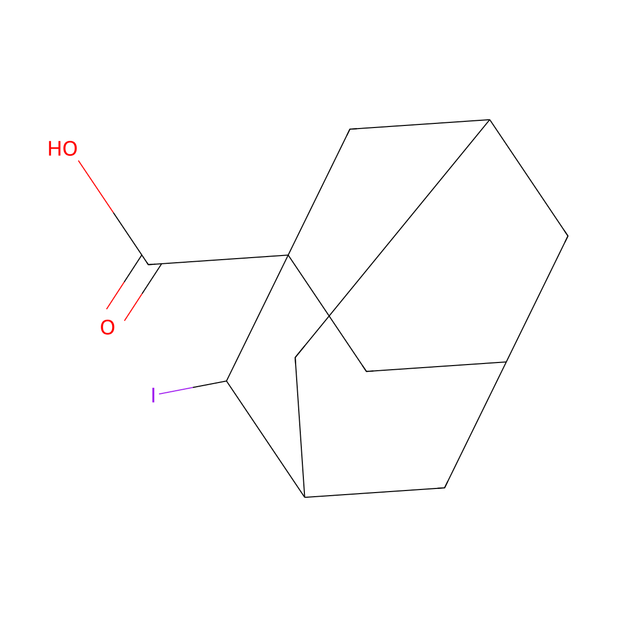 2-Iodo-1-adamantanecarboxylic acid molecular structure, CAS 62634-36-0