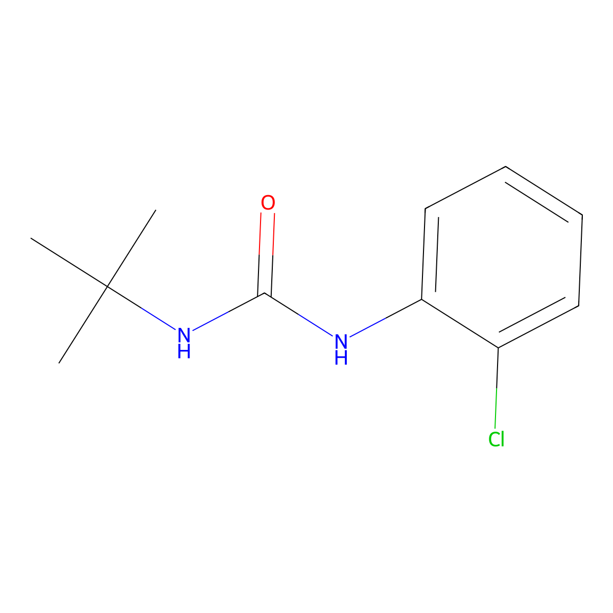 Urea, N-(2-chlorophenyl)-N'-(1,1-dimethylethyl)- molecular structure, CAS 62635-48-7