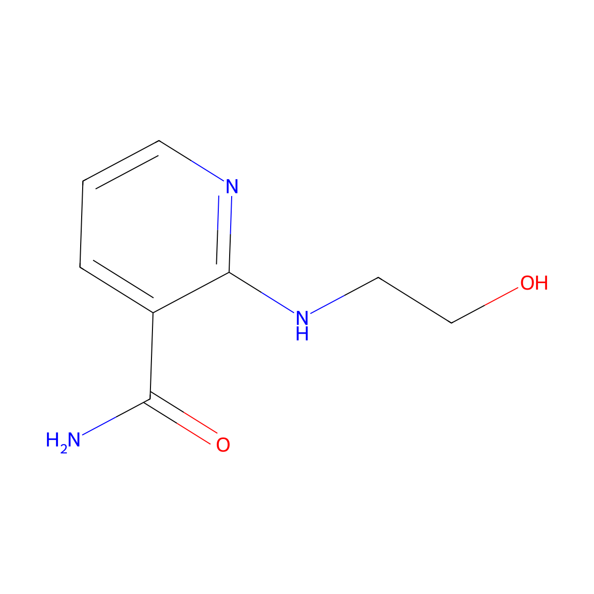 3-Pyridinecarboxamide, 2-[(2-hydroxyethyl)amino]- molecular structure, CAS 62636-30-0