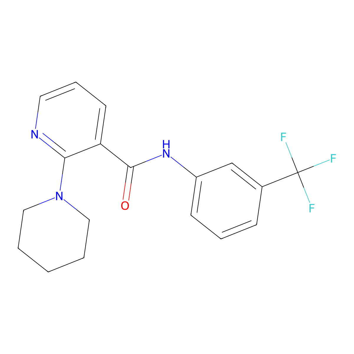 (2-piperidyl(3-pyridyl))-N-[3-(trifluoromethyl)phenyl]carboxamide molecular structure, CAS 62636-37-7