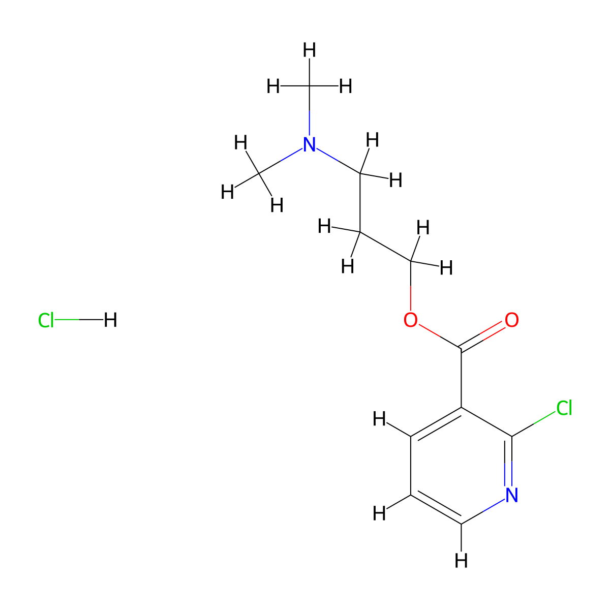 3-(Dimethylamino)propyl 2-chloronicotinate hydrochloride molecular structure, CAS 62636-42-4