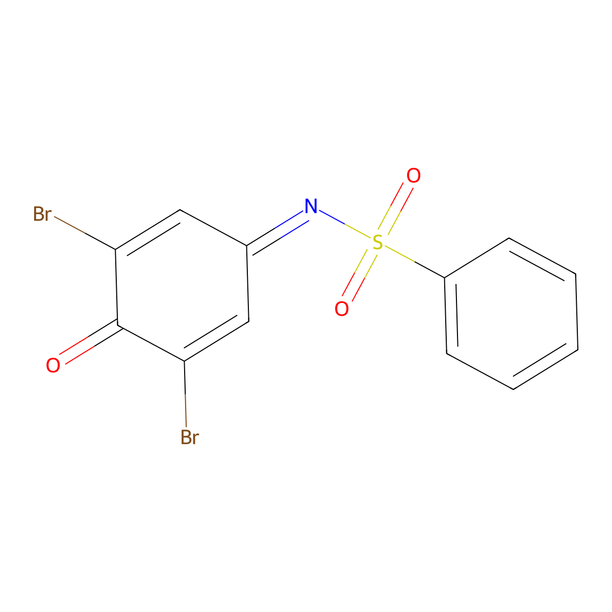 Benzenesulfonamide, N-(3,5-dibromo-4-oxo-2,5-cyclohexadien-1-ylidene)- molecular structure, CAS 62638-01-1