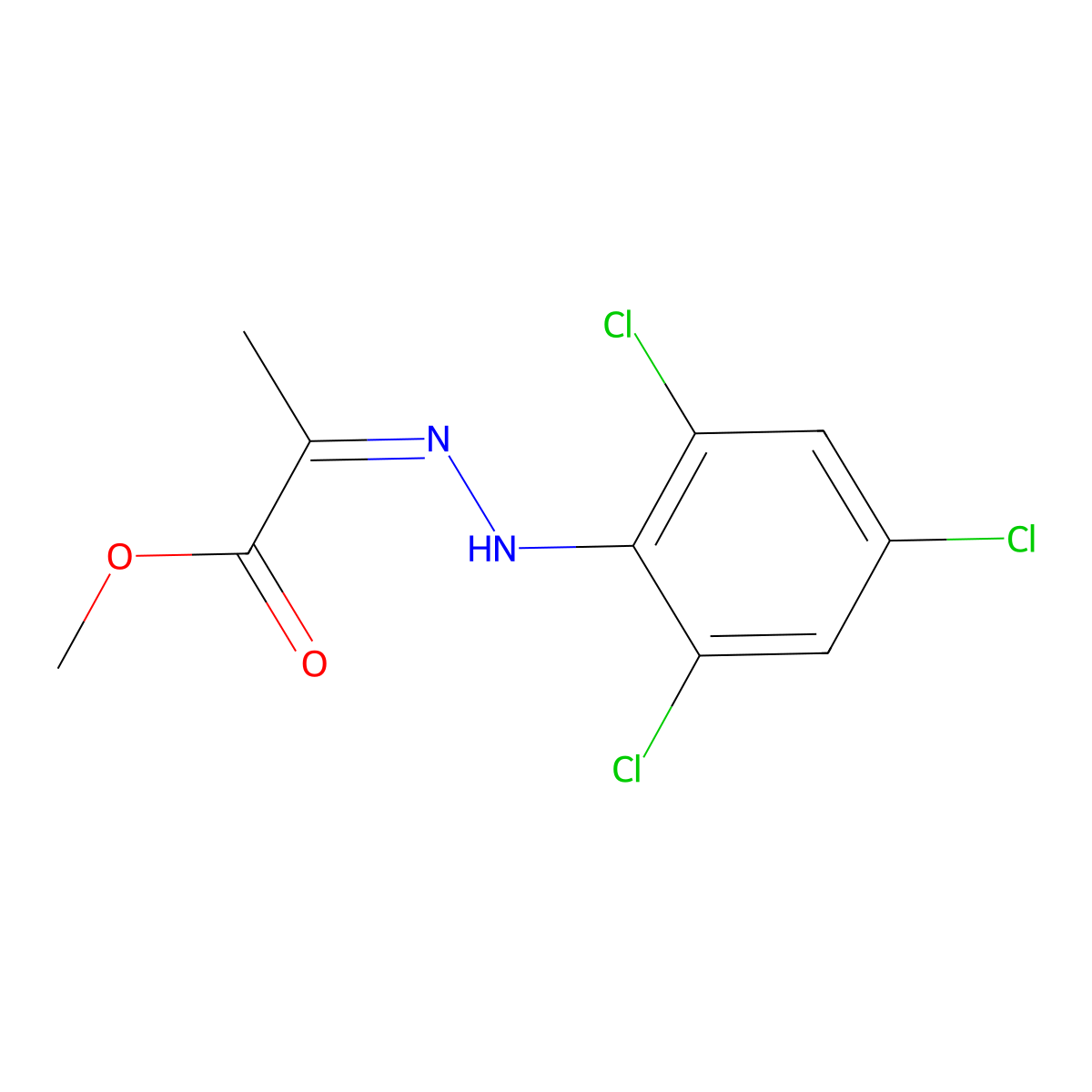 Propanoic acid, 2-[(2,4,6-trichlorophenyl)hydrazono]-, methyl ester molecular structure, CAS 62639-06-9