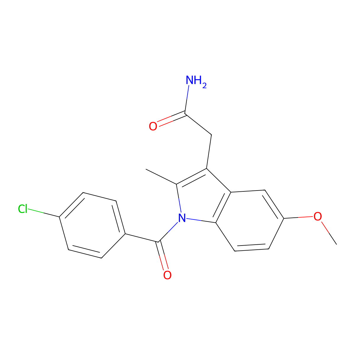 1-(4-Chlorobenzoyl)-5-methoxy-2-methyl-1H-indole-3-acetamide molecular structure, CAS 6264-33-1