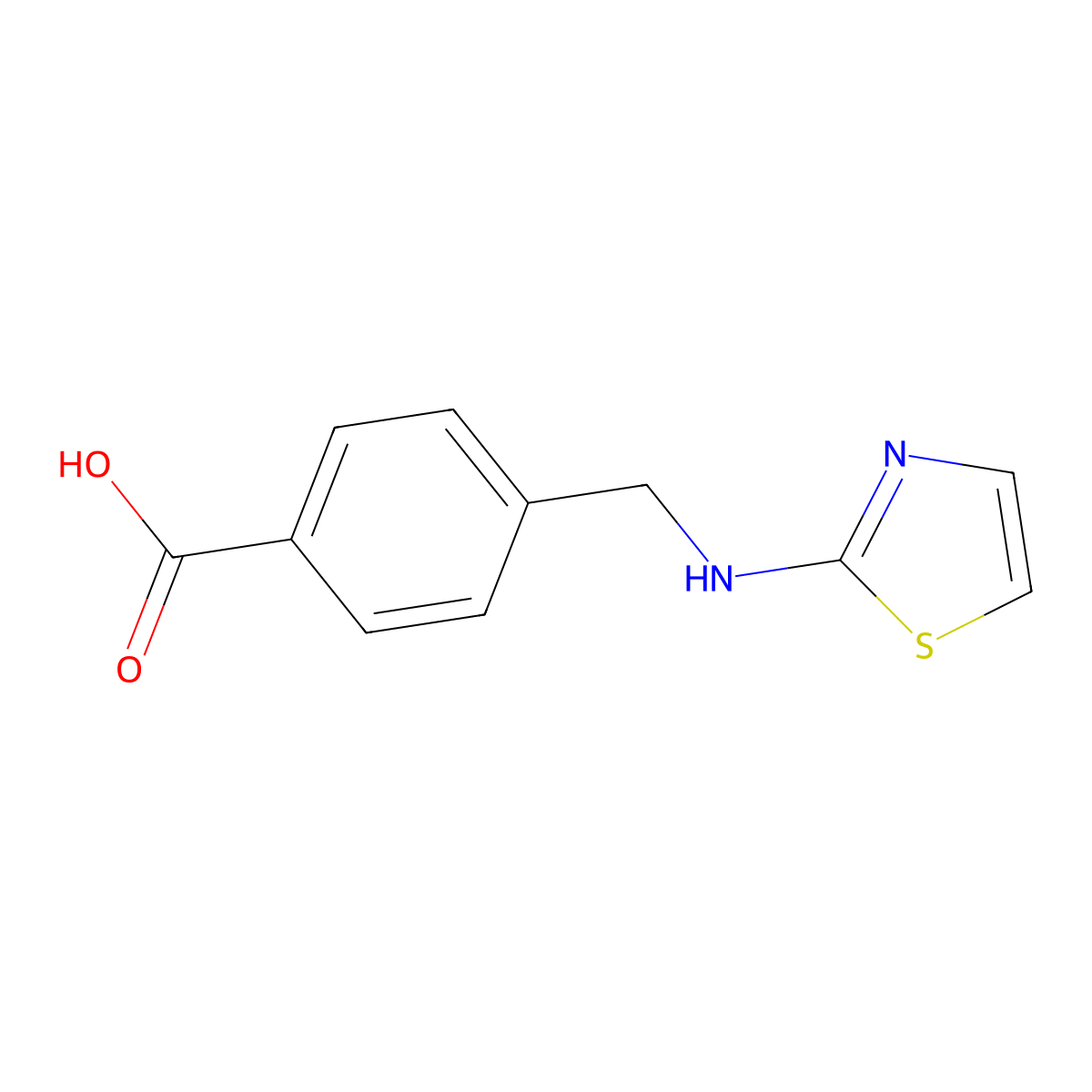 Benzoic acid, 4-[(2-thiazolylamino)methyl]- molecular structure, CAS 62642-70-0