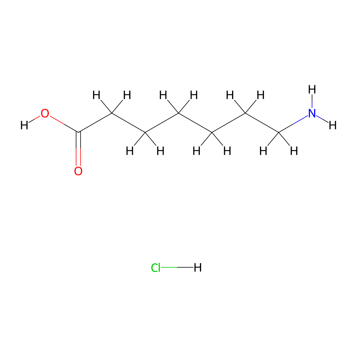 7-Aminoheptanoic acid hydrochloride molecular structure, CAS 62643-56-5