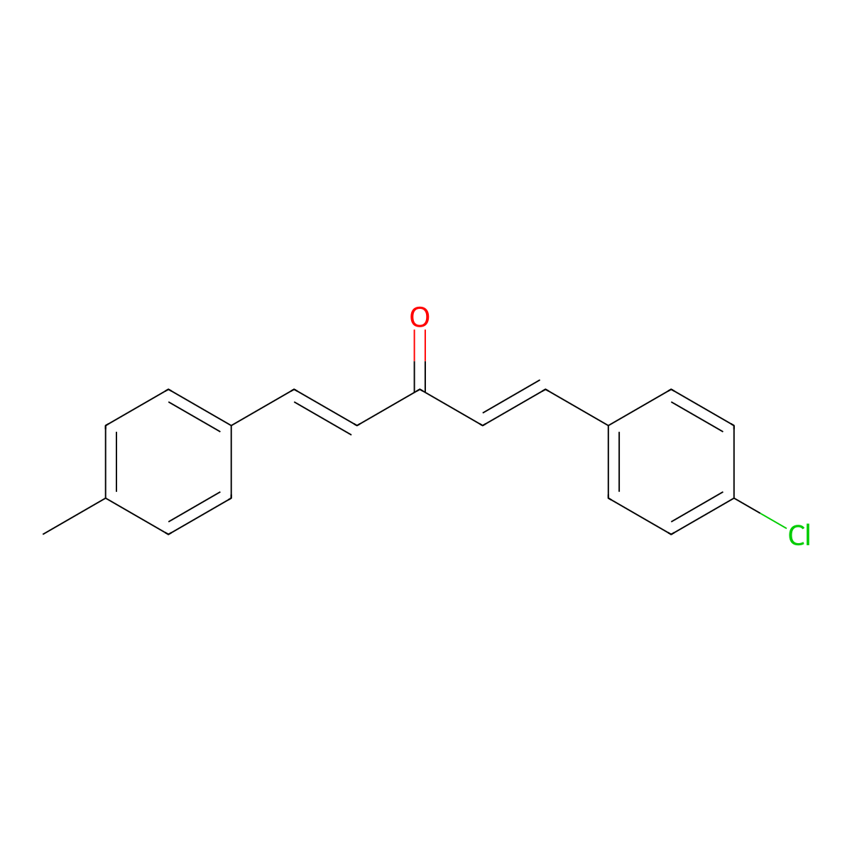 1,4-Pentadien-3-one, 1-(4-chlorophenyl)-5-(4-methylphenyl)- molecular structure, CAS 62643-58-7