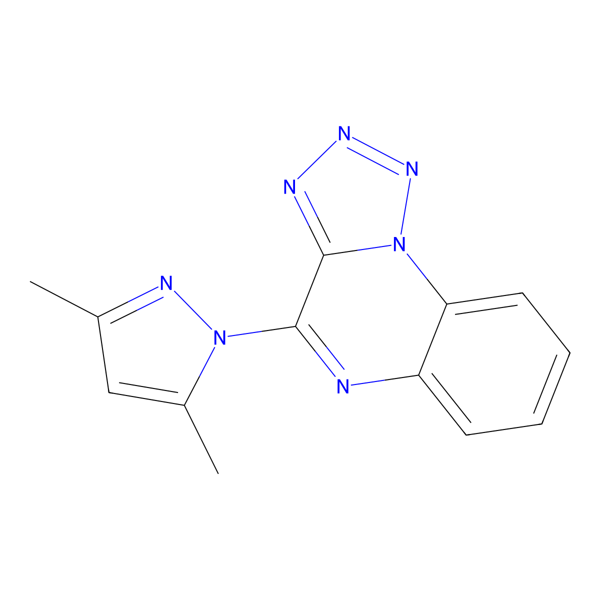 4-(3,5-dimethyl-1H-pyrazol-1-yl)tetrazolo[1,5-a]quinoxaline molecular structure, CAS 62644-77-3