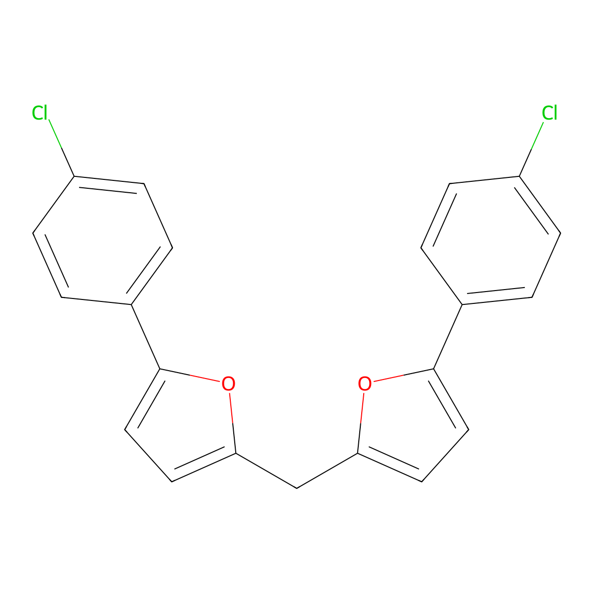 2-(4-Chlorophenyl)-5-[[5-(4-chlorophenyl)furan-2-yl]methyl]furan molecular structure, CAS 62645-46-9