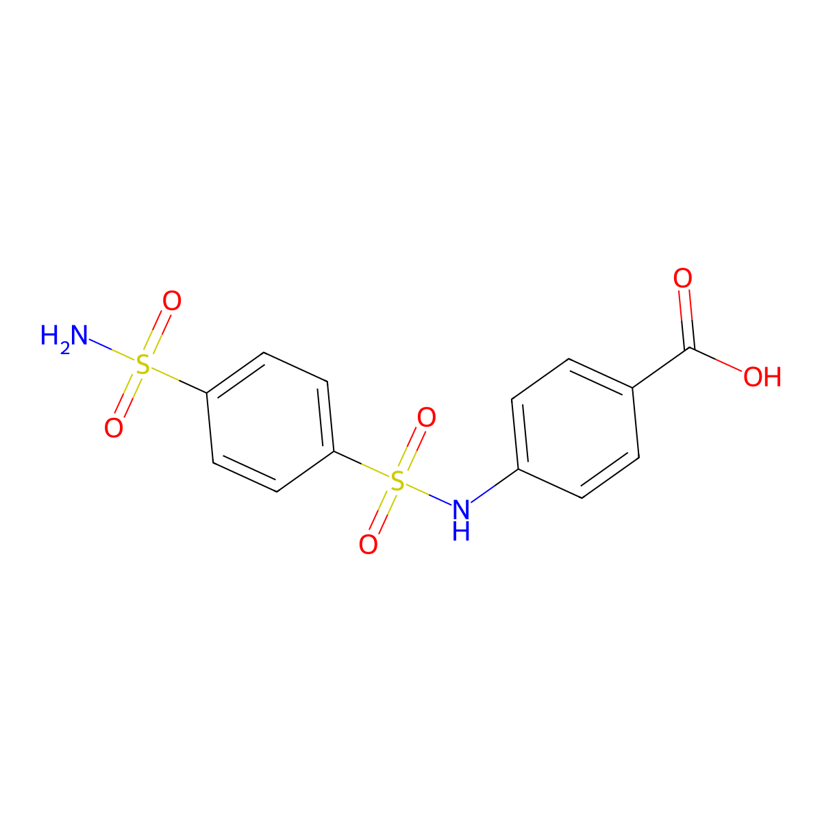 Benzoic acid, 4-(((4-(aminosulfonyl)phenyl)sulfonyl)amino)- molecular structure, CAS 62646-28-0