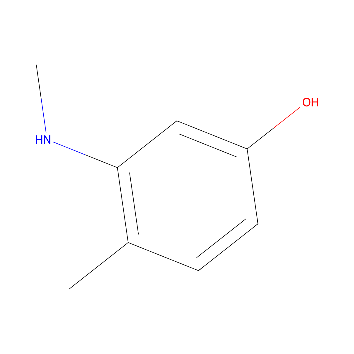 3-Methylamino-4-methylphenol molecular structure, CAS 6265-13-0