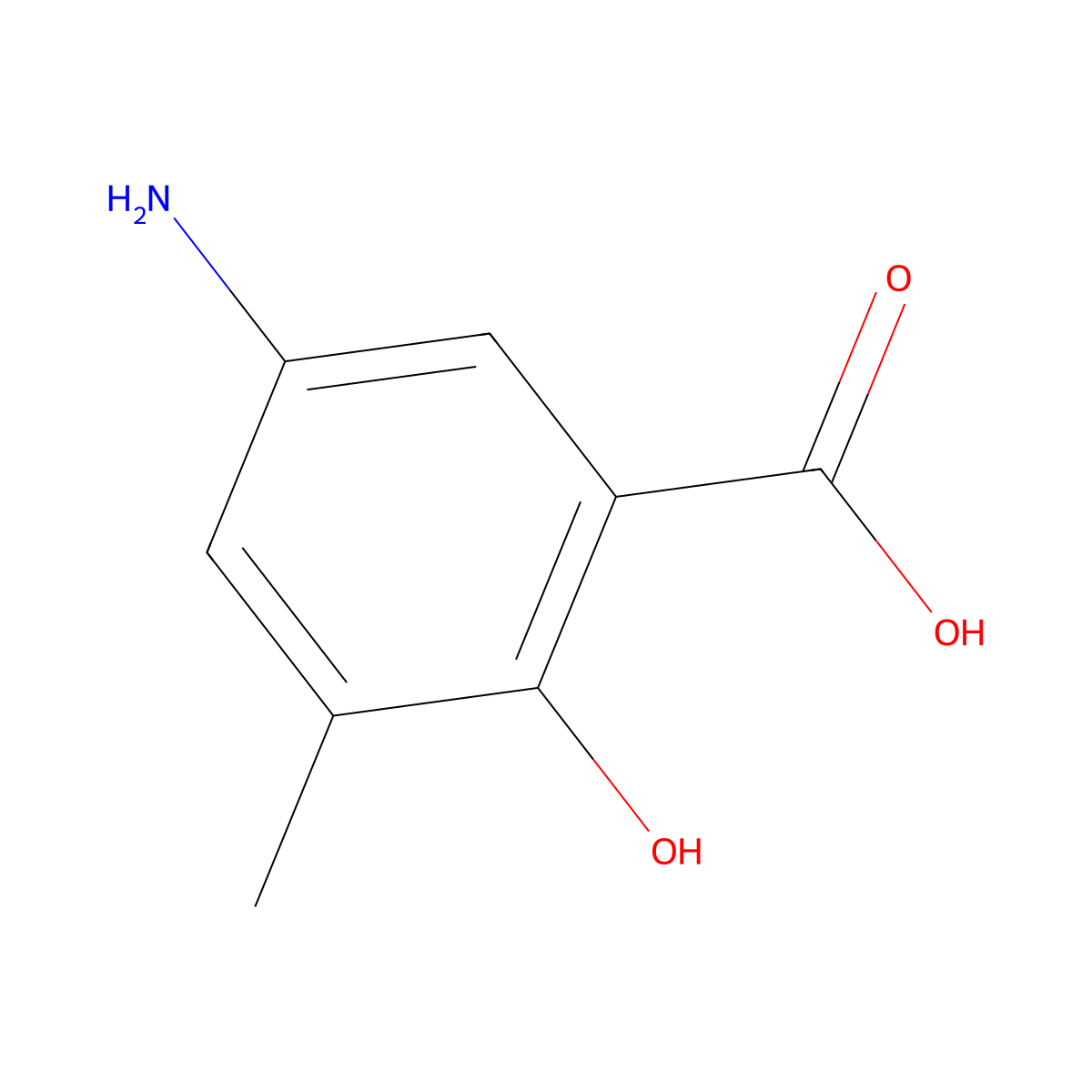 5-Amino-2-hydroxy-3-methylbenzoic acid molecular structure, CAS 6265-14-1