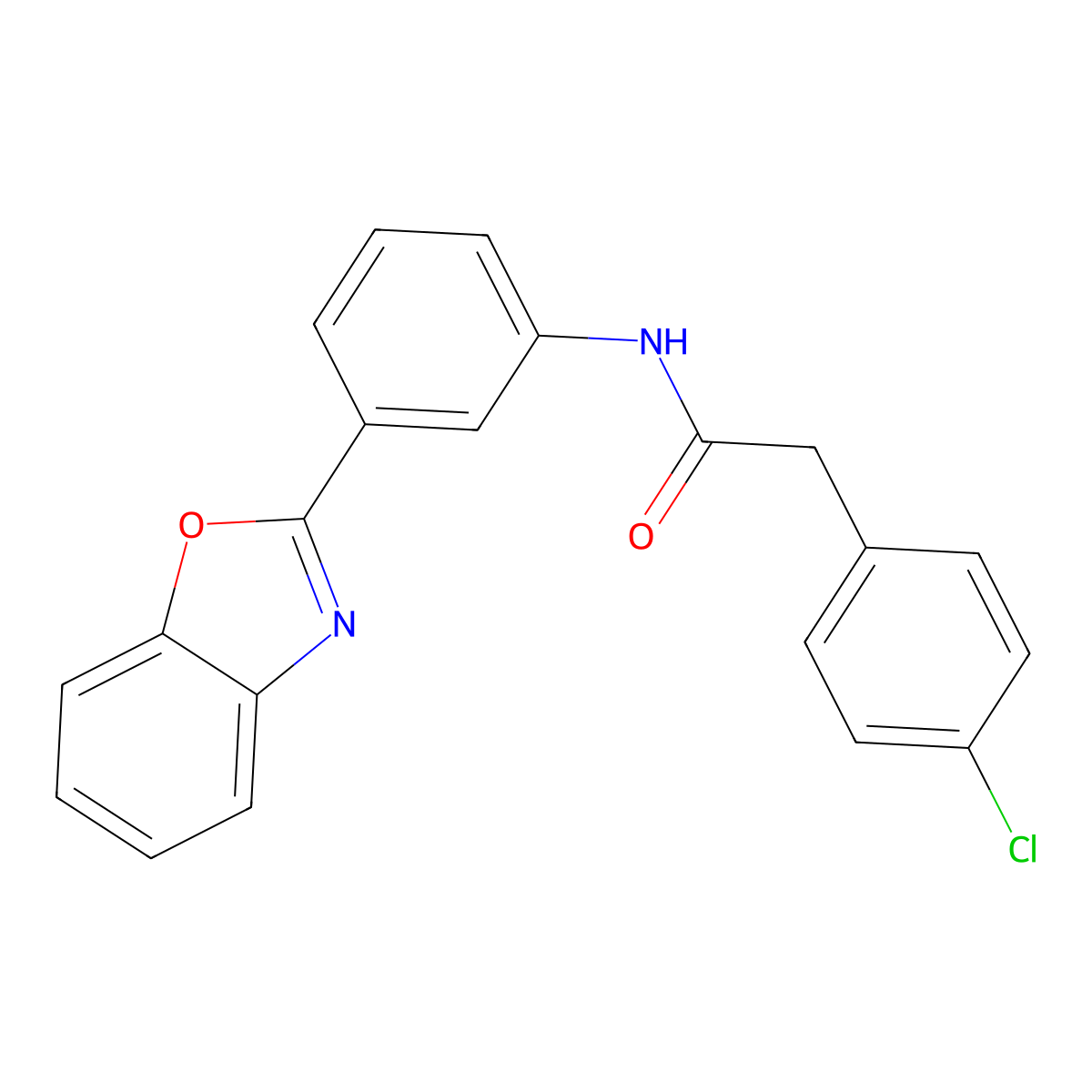 N-[3-(1,3-benzoxazol-2-yl)phenyl]-2-(4-chlorophenyl)acetamide molecular structure, CAS 6265-25-4