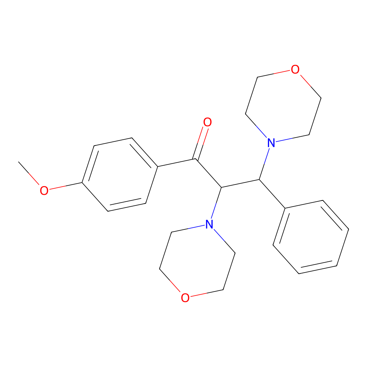 1-(4-Methoxyphenyl)-2,3-dimorpholin-4-yl-3-phenylpropan-1-one molecular structure, CAS 6265-47-0