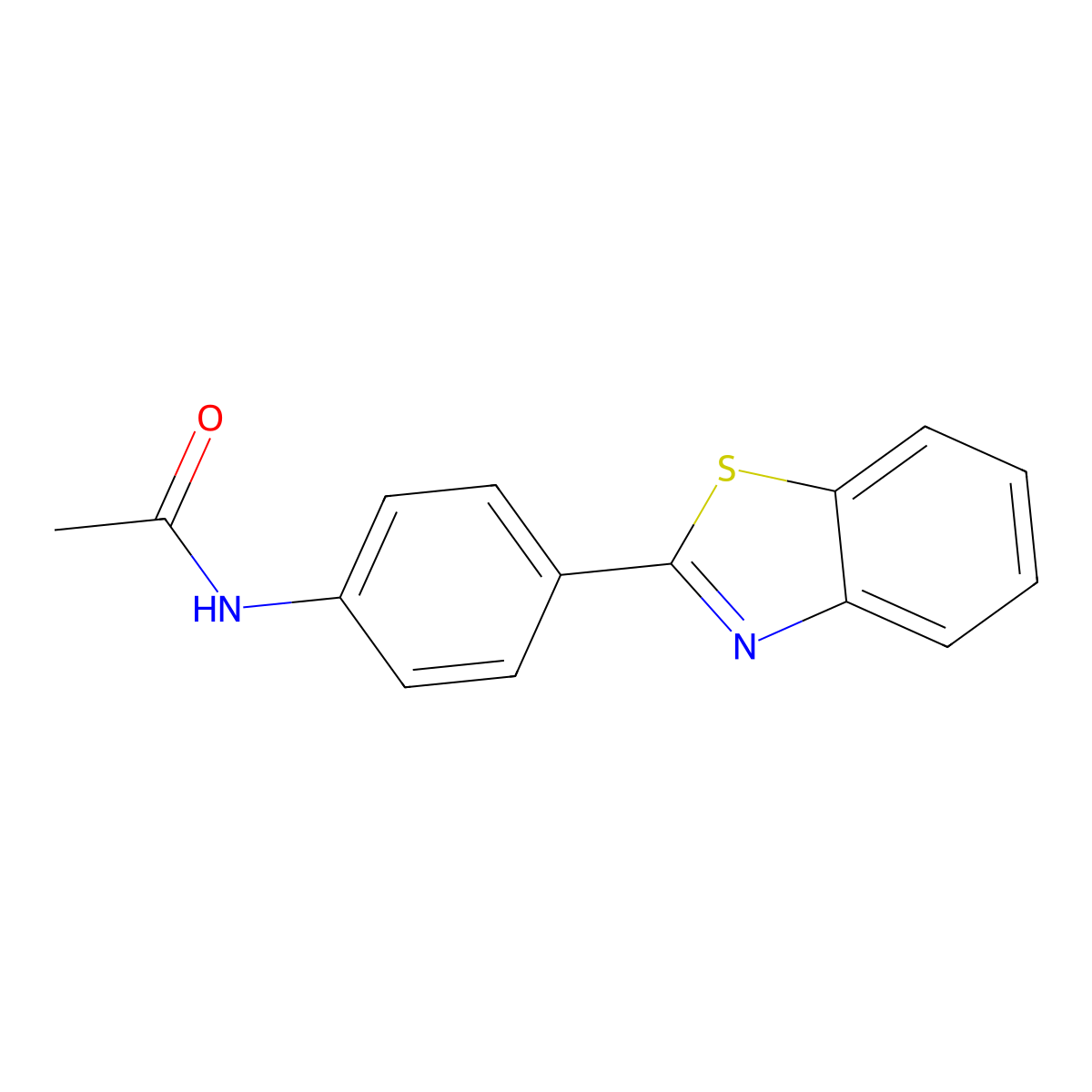 Acetamide, N-(4-(2-benzothiazolyl)phenyl)- molecular structure, CAS 6265-57-2