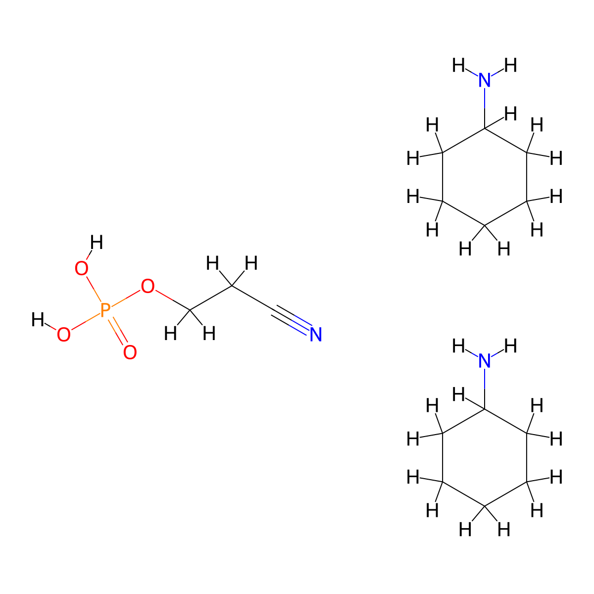 Propanenitrile, 3-(phosphonooxy)-, compd. with cyclohexanamine (1:2) molecular structure, CAS 62654-09-5