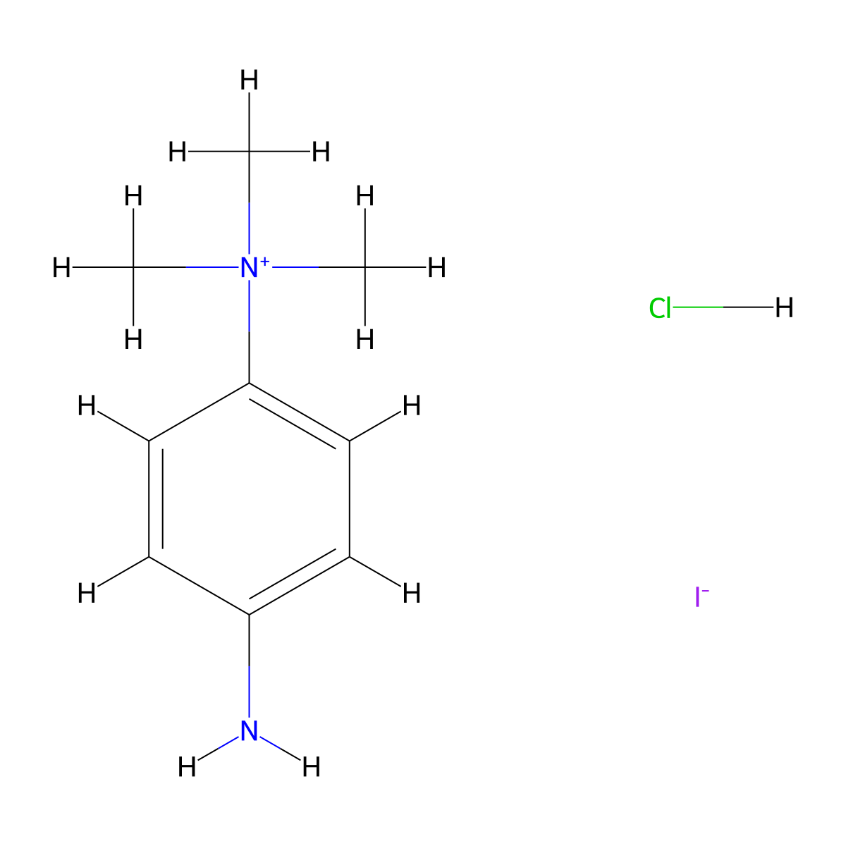 Benzenaminium, 4-amino-N,N,N-trimethyl-, iodide, hydrochloride (1:1:1) molecular structure, CAS 62654-12-0
