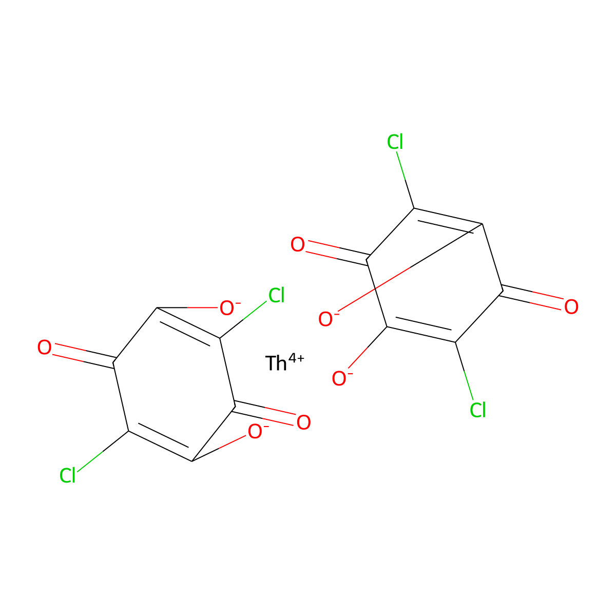 2,5-Cyclohexadiene-1,4-dione, 2,5-dichloro-3,6-dihydroxy-, thorium(4+) salt (2:1) molecular structure, CAS 62654-18-6