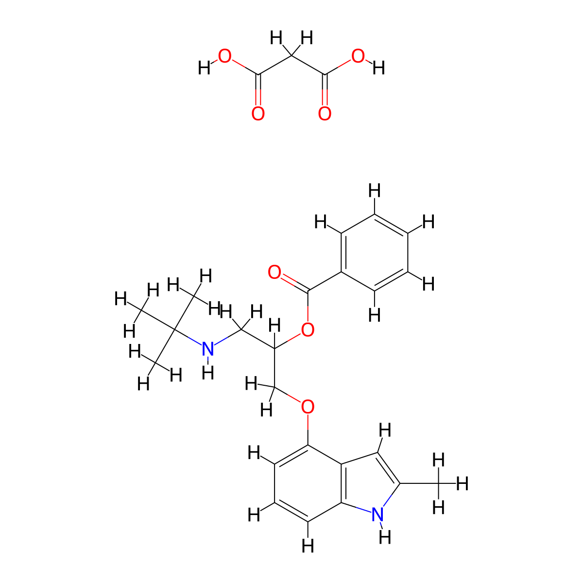 Bopindolol Malonate molecular structure, CAS 62658-64-4