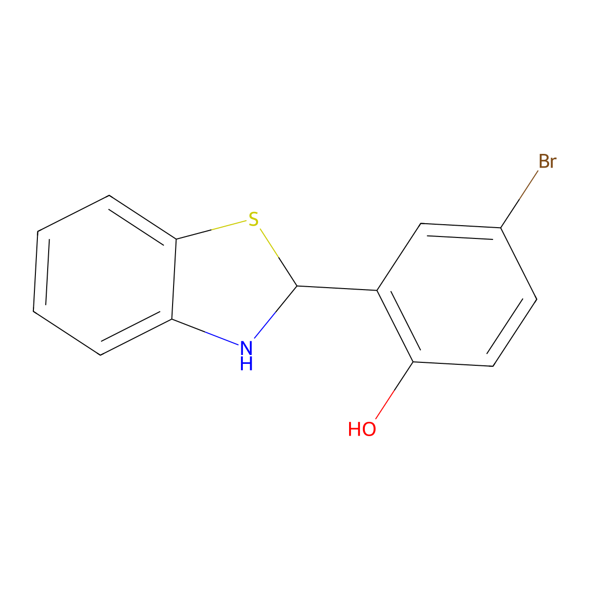 4-Bromo-2-(2,3-dihydro-1,3-benzothiazol-2-yl)phenol molecular structure, CAS 6266-12-2