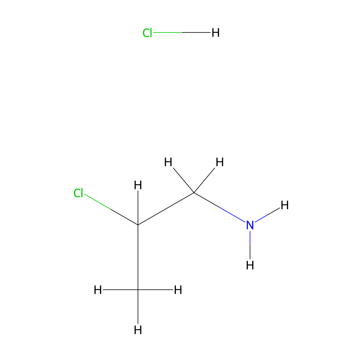 2-Chloropropan-1-amine hydrochloride molecular structure, CAS 6266-35-9