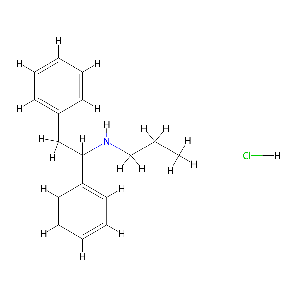 Phenethylamine, alpha-phenyl-N-propyl-, hydrochloride molecular structure, CAS 6266-42-8